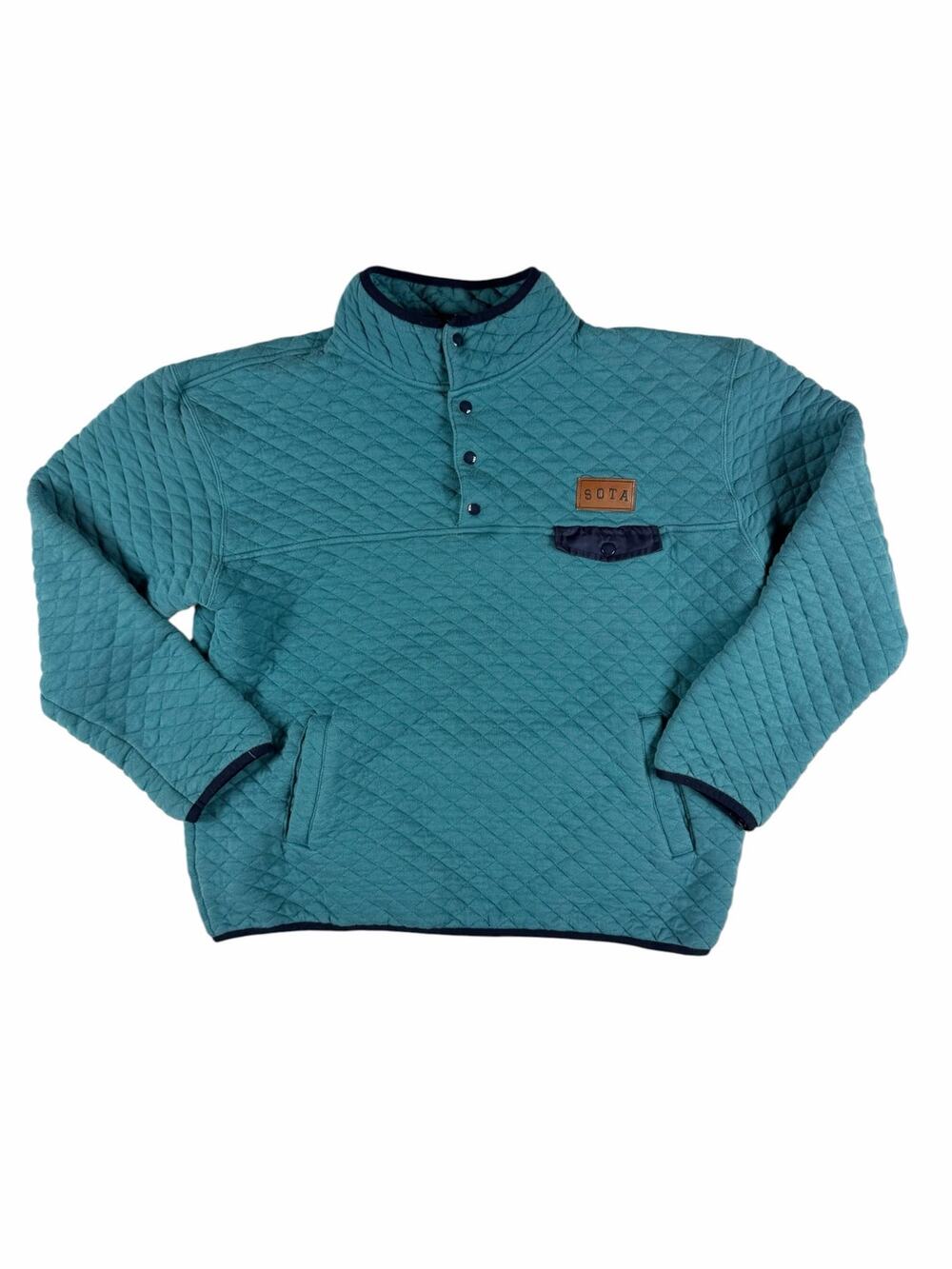 SOTA Clothing Co Quilted Pullover Sweatshirt 2XL Teal Snap Neck Minnesota